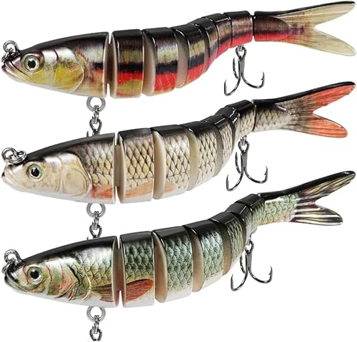 Multi Jointed Swimbaits Fishing Lures, 3PCS Slow Sinking Bionic Swimming Lures Bass Trout Salmon Catfish Largemouth Smallmouth Fishing Lures Kit for Freshwater Saltwater