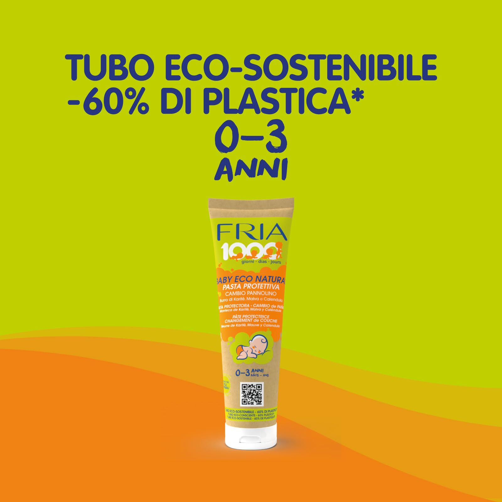 Fria 1000Giorni Crema Cambio Pannolino Protettiva Baby Eco Natural, Pasta Lenitiva con Ossido di Zinco e Calendula, 100ml