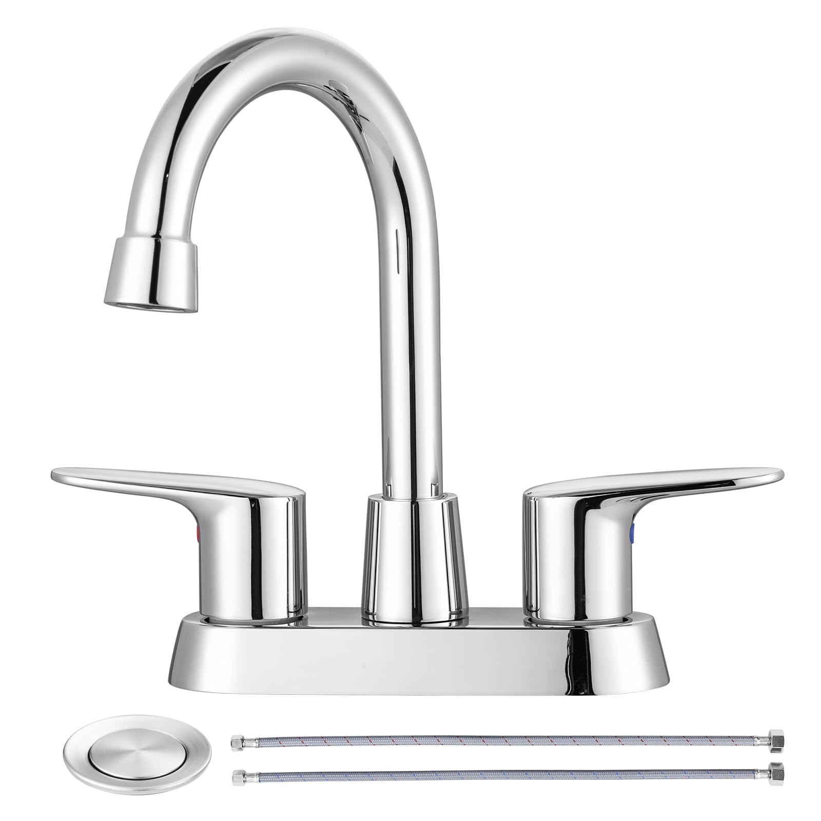 Robinet de salle de bain moderne à 3 trous design chromé géométrique