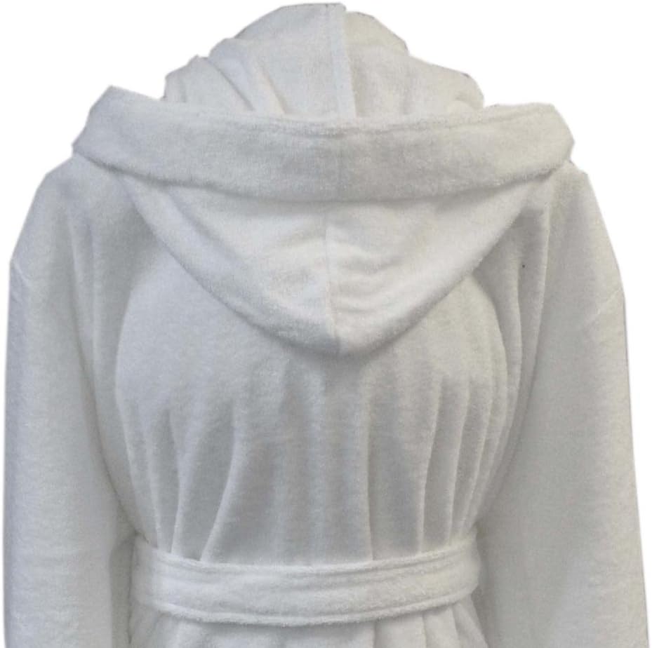 HOMESCAPES One Size Hooded Cotton Bathrobe White, Men's Hooded Bathrobe