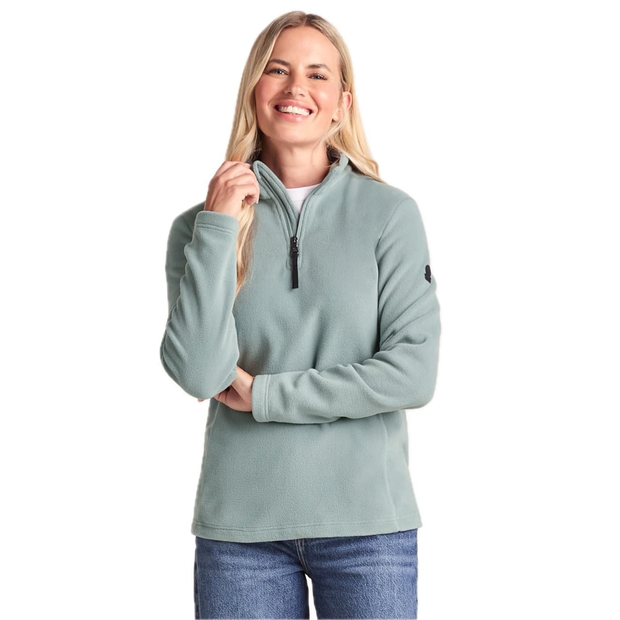 TOG24 Revive Women's Fleece Jackets Warm Fleece Jumper Pullover with Zip Neck Ladies Sports Bodywarmer Lightweight Stand-Up Collar Sweatshirts Smokey Teal UK12