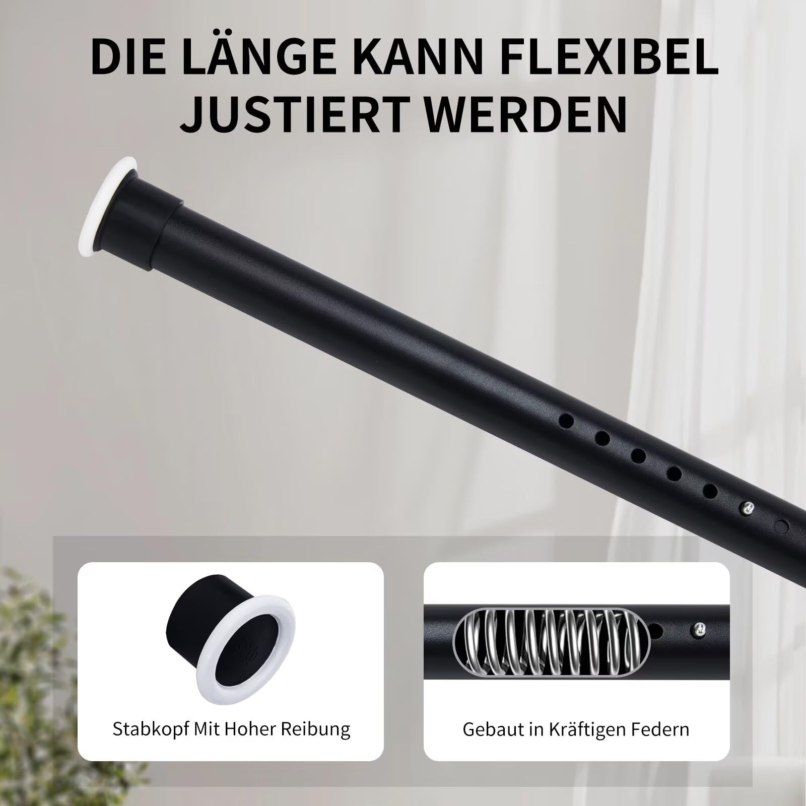 Tringle à Rideau Sans Perçage 260-310cm - Barre Extensible Acier Salon Salle De Bain