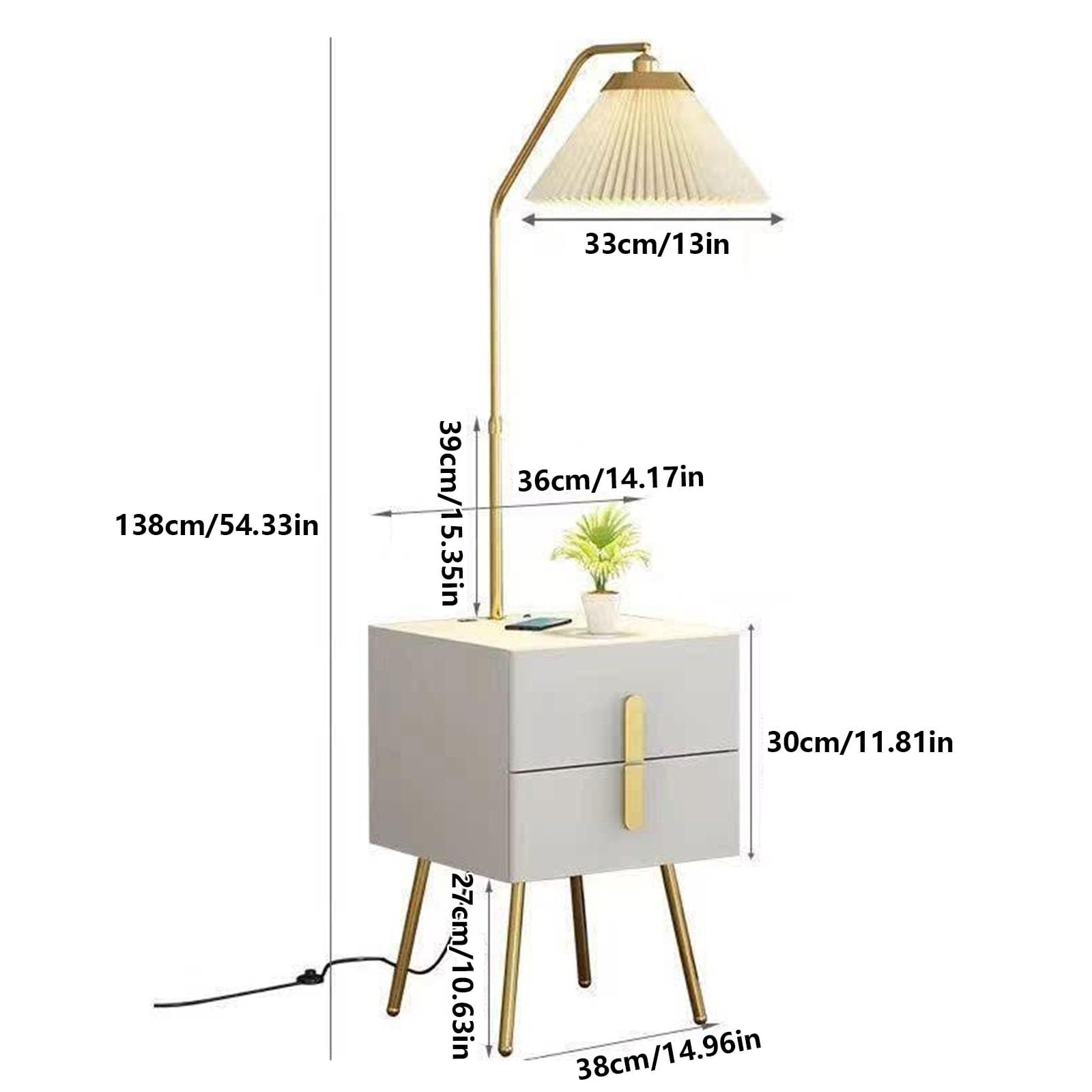 Wohnzimmer Stehlampe* Stehlampe, Schreibtischlampe, Stehlampe, Stehlampe mit Tisch und 2 Schubladen, Mid-Century Modern Nachttisch mit USB-Anschluss, Stehlampen for Wohnzimmer, Schlafzimmer und Heimbü
