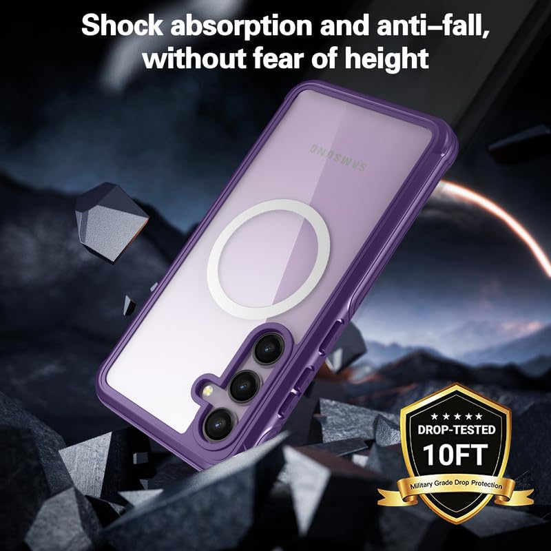 Image of LuxuryKase Shockproof Front & Back Cover for Samsung Galaxy S24 Plus with Full Body Protection | Strong Grip | Camera & Screen Guard | Wireless Charging Support | Durable TPU+PC Design - Purple