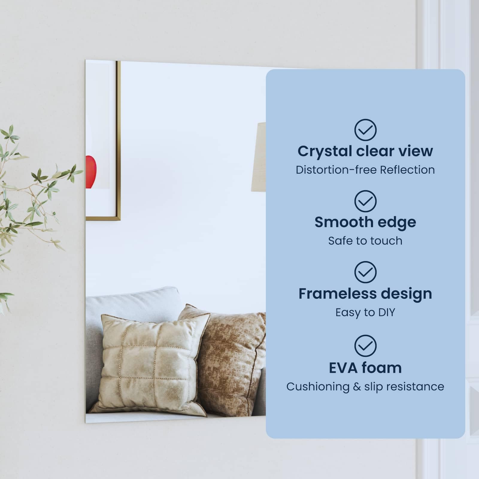vidaXL Miroir Mural Carré 60 x 60 cm Verre trempé
