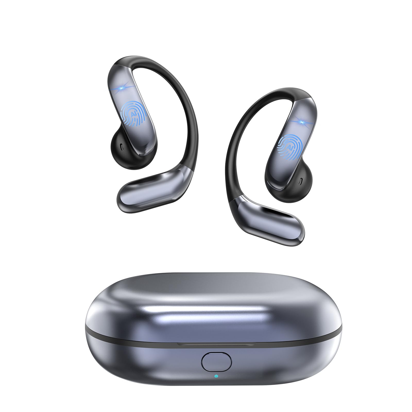 AI Translating Earbuds - Open Design Clip On Translator Headphones Bluetooth 6.1 for Travel Learning Business Negotiation, USB-C, IPX7 Waterproof - Black