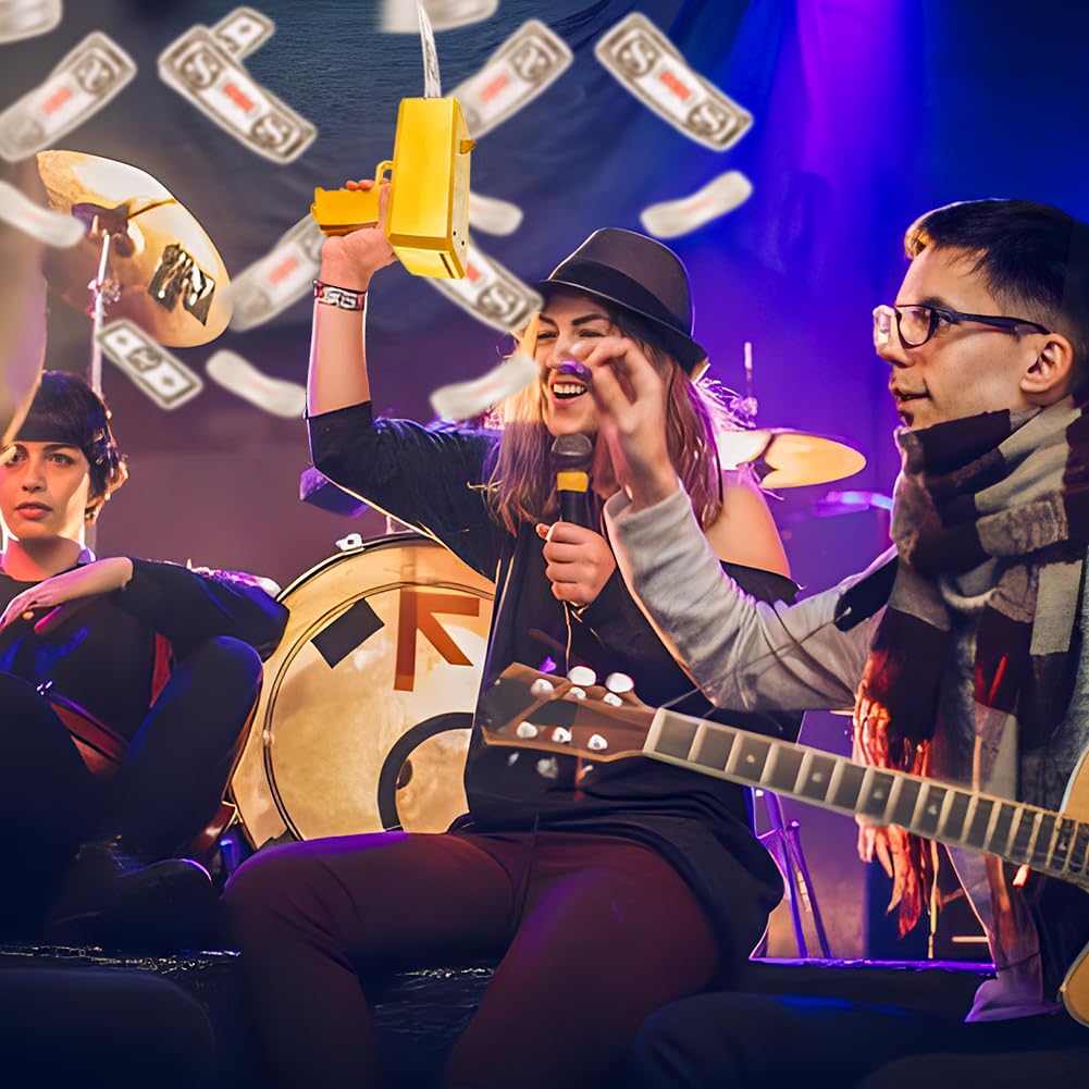 Geld Pistole Shooter mit 100 Fake Geld - Geldpistole für Filme, Filmrequisitenpistole, damit es regnet - Spaßiges Geldpistole Partyspiel für Karneval, Weihnachten, Hochzeit, Geburtstag