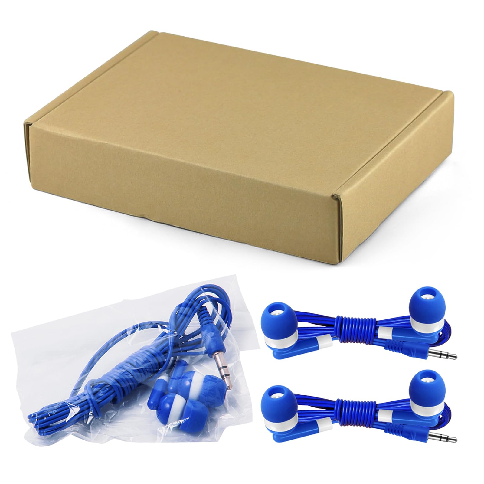 Keewonda Lot de 12 écouteurs filaires en vrac pour enfants – Emballés individuellement, prise jack 3,5 mm, cordon de 1,2 m, fournitures scolaires pour étudiants, Chromebook, tablette, ordinateur