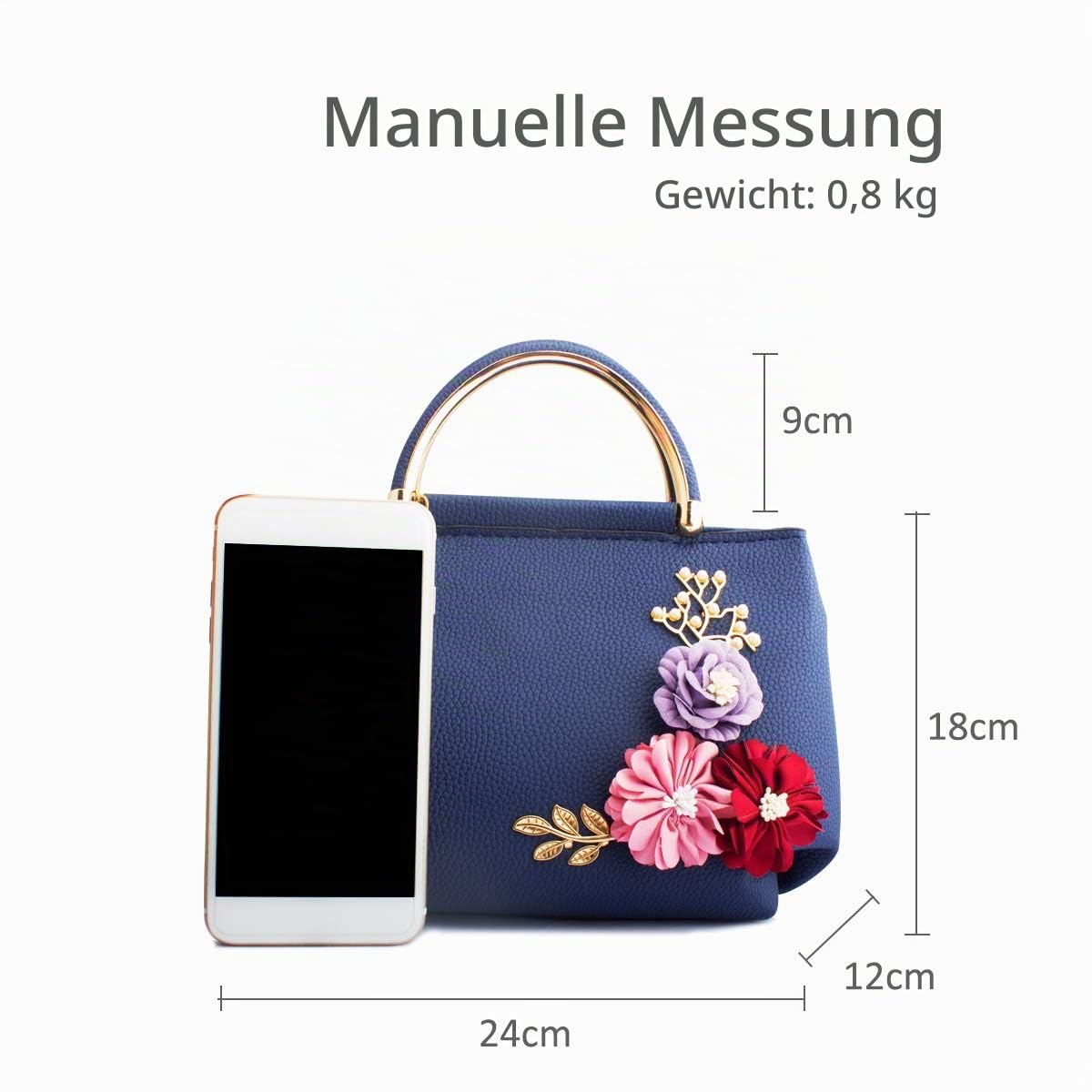 NICOLE & DORIS Damen Leder Handtasche Umhängetaschen mit Blume Jahrgang Griff Tasche Designer Tote Geldbörse mit Pom Pom dunkelgrün