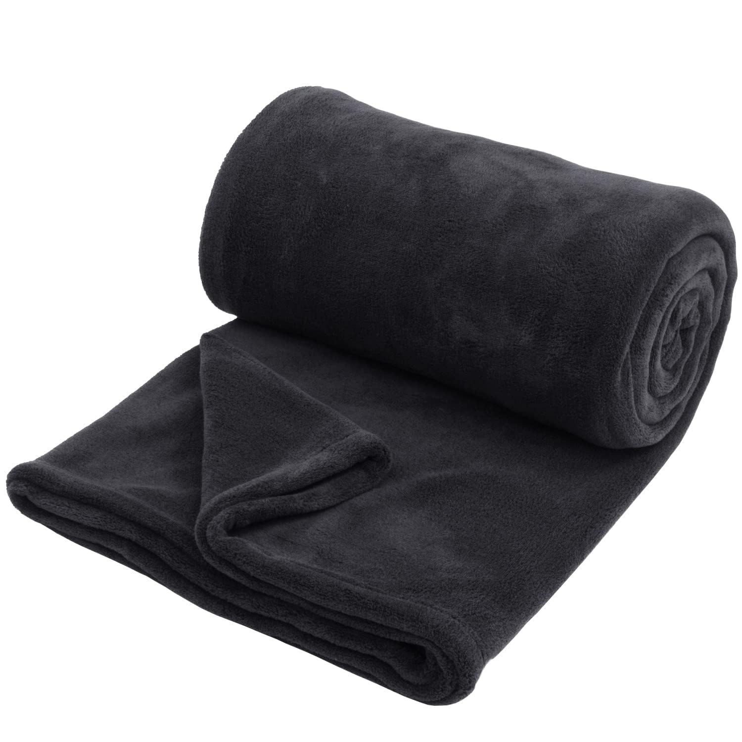 Hafaa Fleece Blanket Throws for Sofa - Fluffy Soft Warm Versatile Cosy Throw Blankets for Couch/Bed Double/Twin Size, Black, 150x200cm
