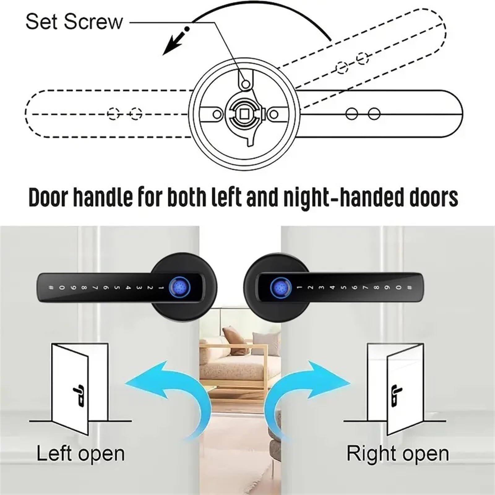Con impronta digitale biometrica Serratura intelligente for porta elettronica Password Impronta Maniglia for di sicurezza senza chiave Casa,Sicurezza degli accessi