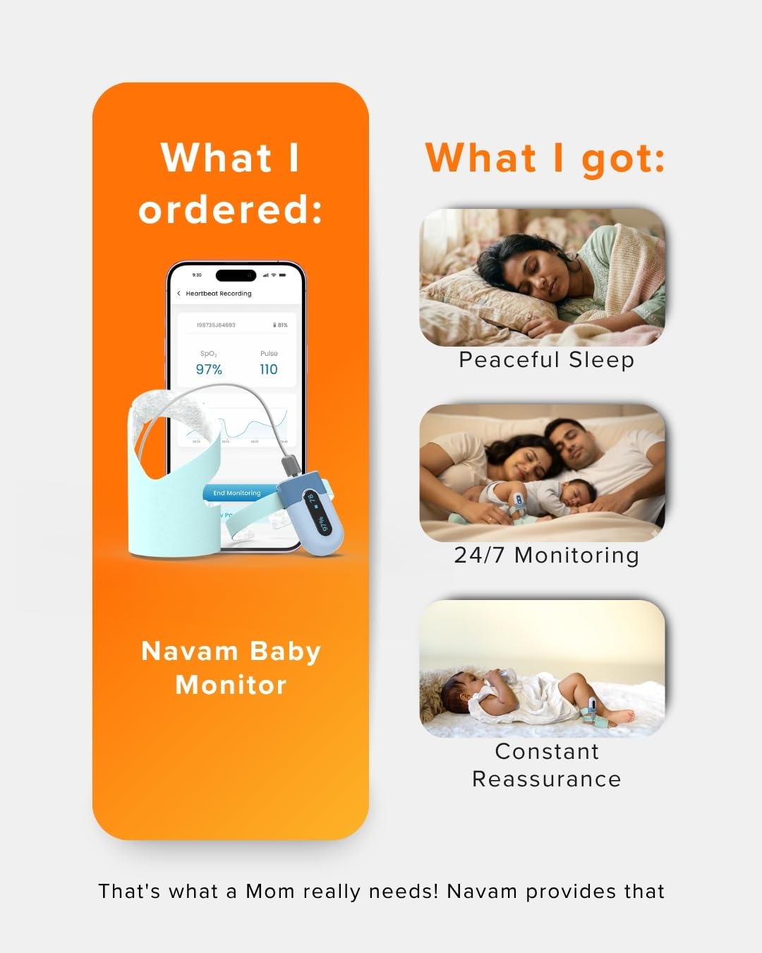 Navam Smart Baby Monitor for 0-2 Years I Bluetooth Wearable Pulse Oximeter with SpO2 Oxygen, Heart Rate. 3