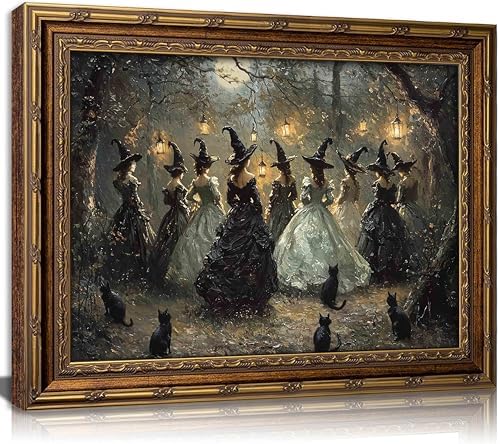 yunjulp Vintage Gold Framed, Halloween Picture, Midnight Gatherin...