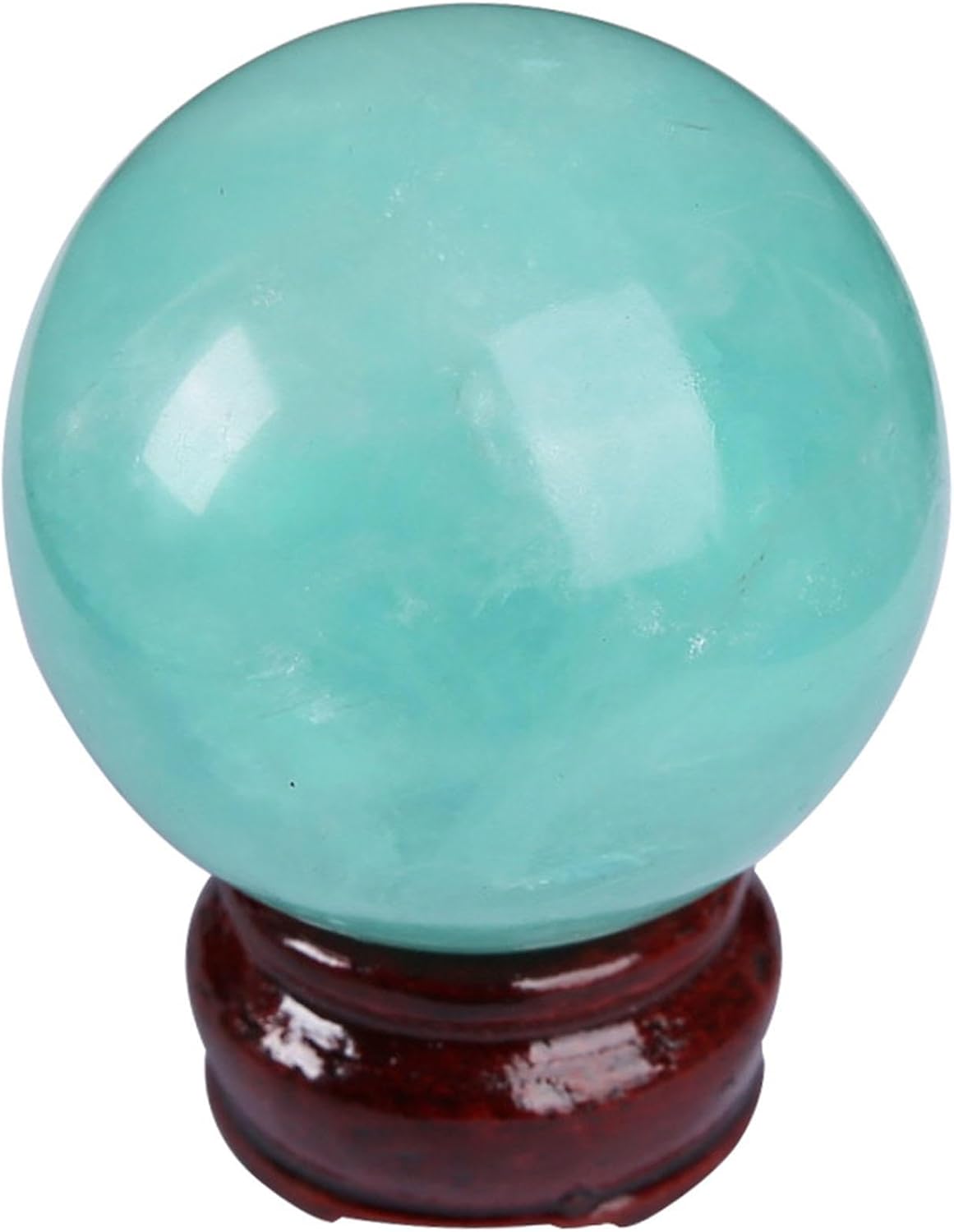 Green Fluorite Crystal Gemstone Sphere Feng Shui Polished Divination Crystal Ball Quartz Stone for Home Office Table Display,8-9cm