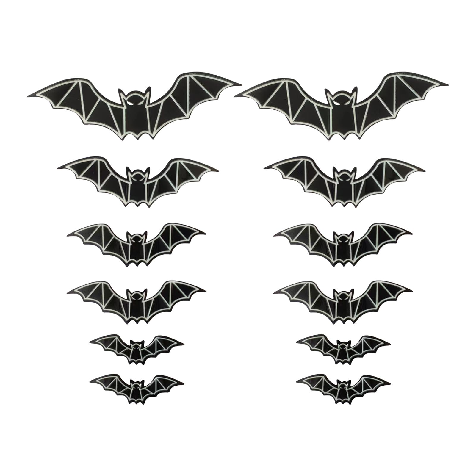 Night-Glow Bat Shape Wall Clings, 12Pcs Halloween Decal Stickers, Easy Apply PVC Decals for Party Home Decor Luminously Bat Wall Decal