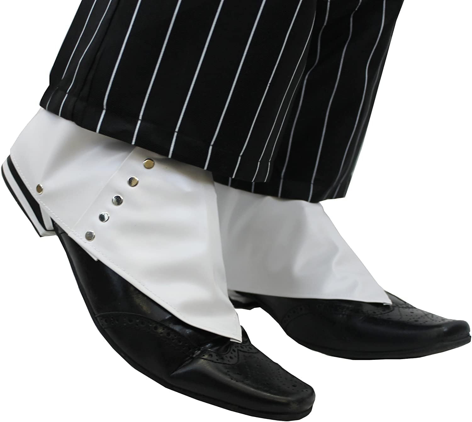 White Gangster Spats - Pack of 1 - White Shoe Covers with Metal Button Detailing - Adults Spats Mafia Mob Boss Fancy Dress Accessory