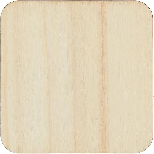 Miniatura 6 de Bright Creations Cuadrados de madera sin terminar, 3 x 3 pulgadas, bordes redondeados, paquete de 60 unidades, espacios en blanco para manualidades