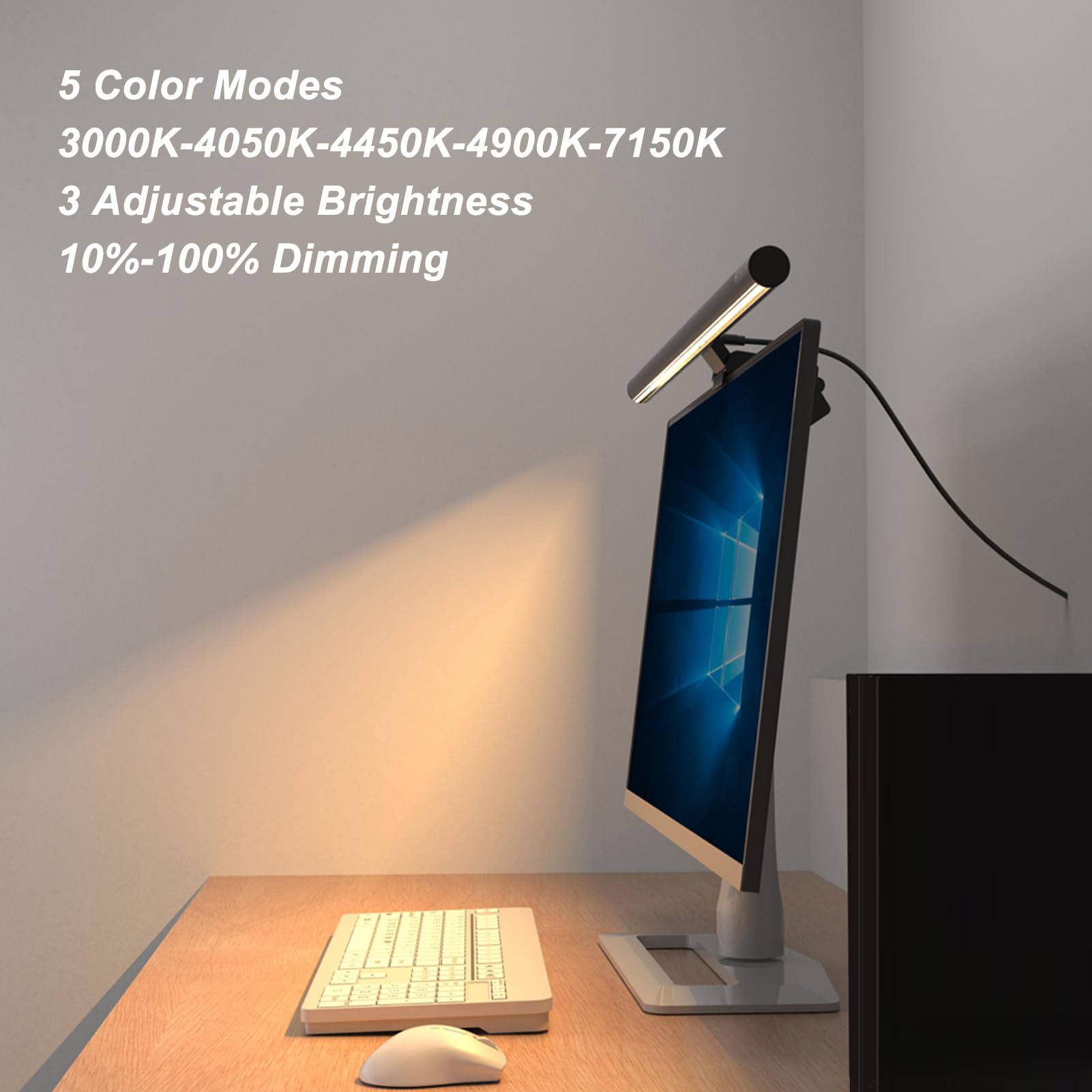 Jectse Barre Lumineuse de Moniteur, éclairage d'écran d'ordinateur LED, 5 Températures de Couleur pour Bureau (300SA5)