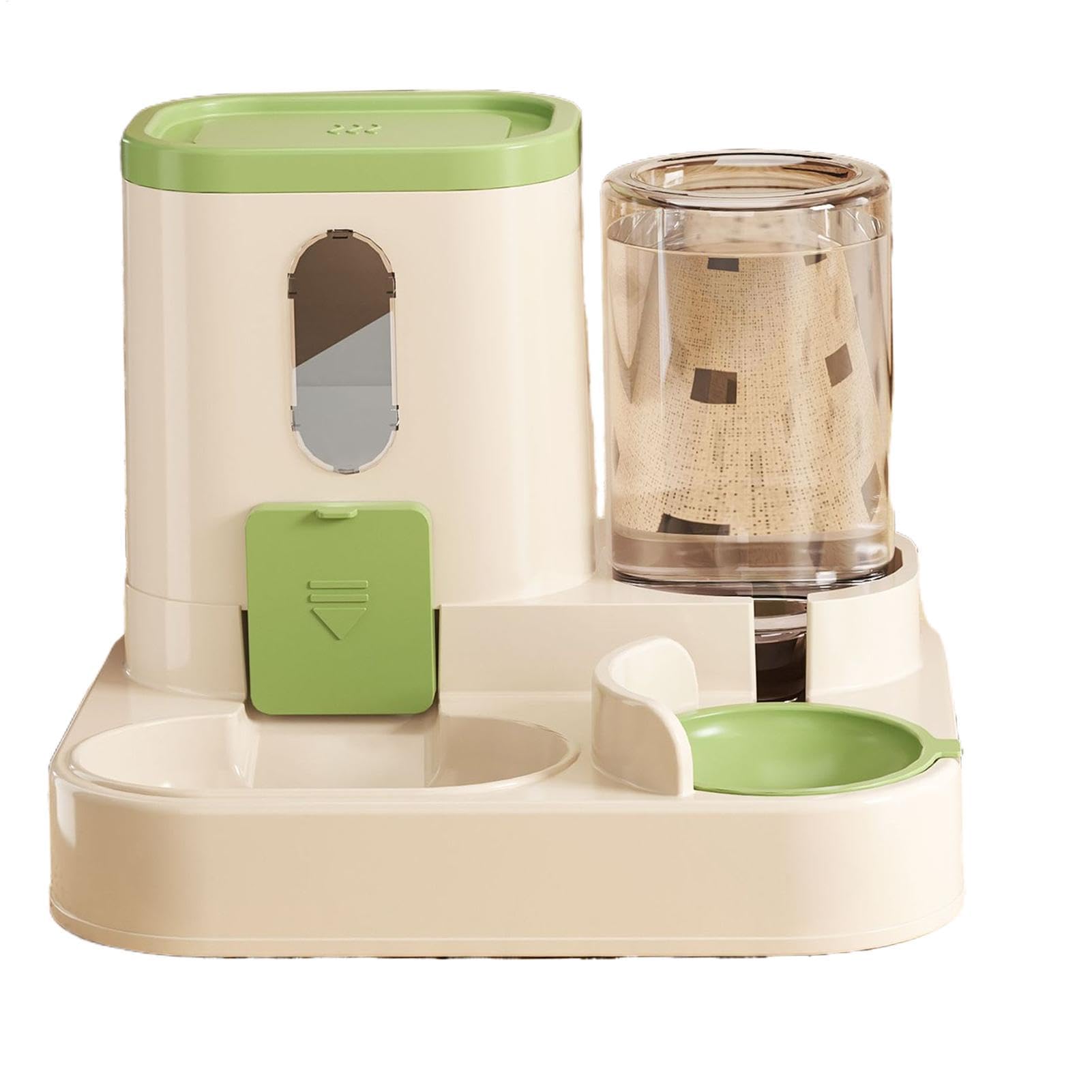 Automatic Feeder Water Dispenser, Large Capacity Food Bowl(Green)