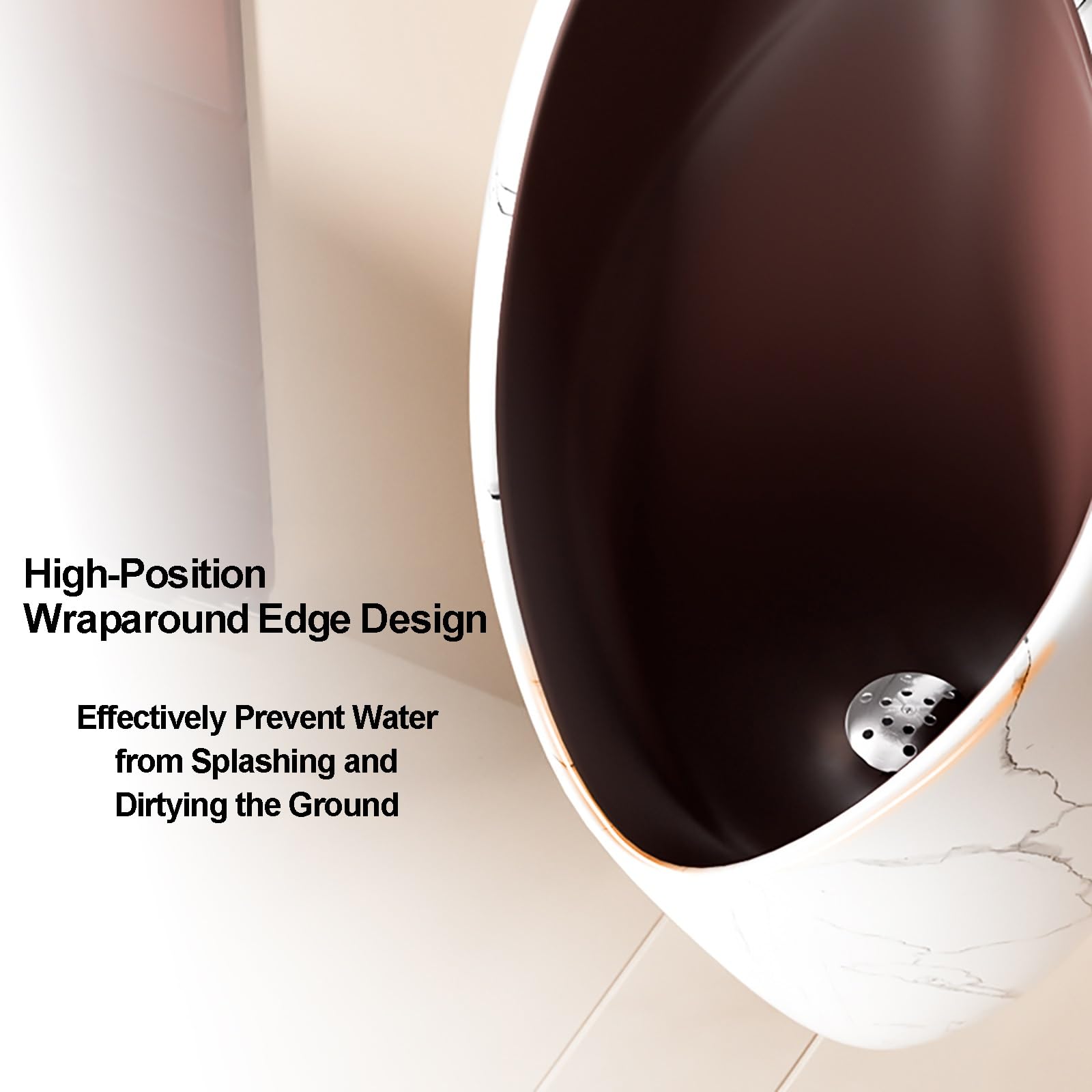 Orinatoio a Parete con Sensore Intelligente, Urinatoio Uomo in Ceramica per Bagno, Toilette Pubbliche, Hotel, Karaoke, Club di Lusso(Black)