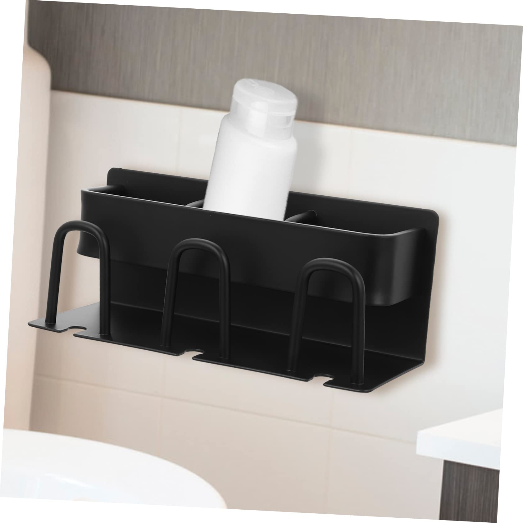 Hohopeti Porta Spazzolino da Denti Drenaggio Integrato da Parete in Alluminio Nero per Asciugare Naturalmente Spazzolini e Bicchieri, per Bagno e Cucina