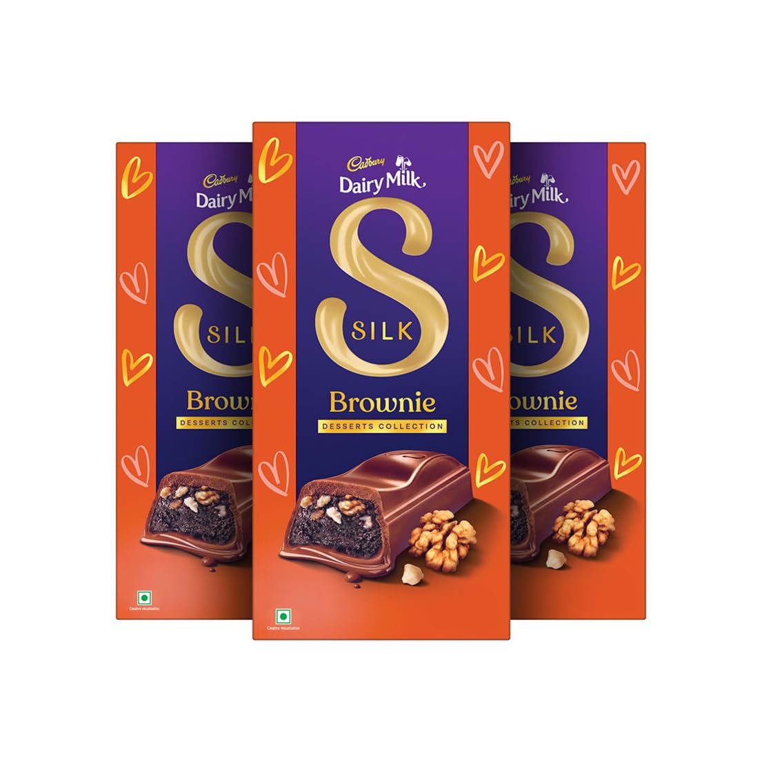 Cadbury Dairy Milk Silk Desserts Walnut Brownie Chocolate Bar, 70 g (Pack of 3)