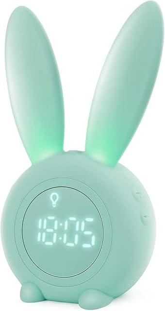 Homealexa Kids Alarm Clock, Girls and Boys Alarm Clock Digital for Bedroom, Rabbit Alarm Clock, LED Wake Up Light Girls Alarm Clock, Bedside Clock