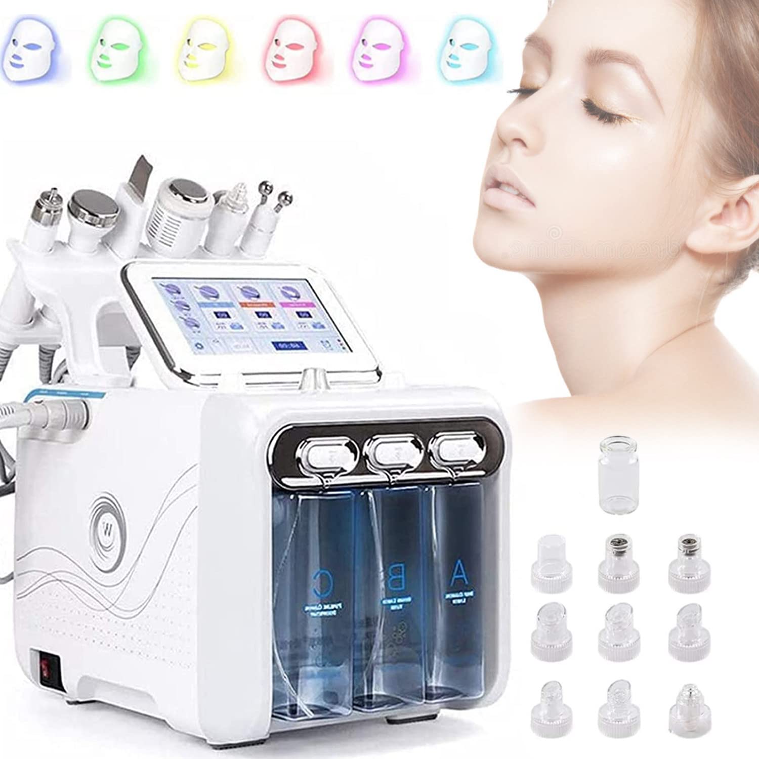 GBHJJ Hydrogen Oxygen Beauty Machine, 7 in 1 Vacuum Face Cleaning Hydro Water Oxygen Jet Peel Machine Professional Facial Sprayer Small Bubble Device, for Spa, Salon