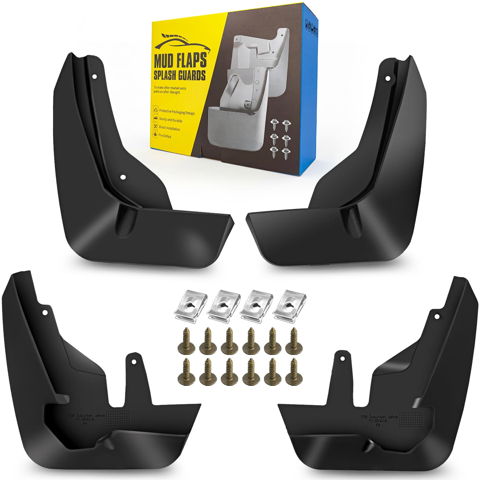 Mud Flaps Fit for 2021-2023 Chevy Suburban/Tahoe (Not Fits Submodel Z71 ; Not Fits Power Running Boards), Dedicated Mudguard for Four Seasons Universal Protection, Front and Rear