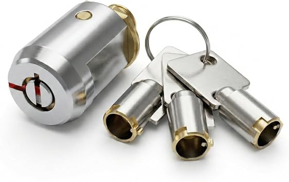 Heavy-Duty 3/4 inches 19mm Roll-Up Door Cylinder Lock with 3 Alloy Keys for Storage Unit.Premium Self-Storage Locker Cylinder Lock Set Includes 3 Keys Design 002, 1 Count