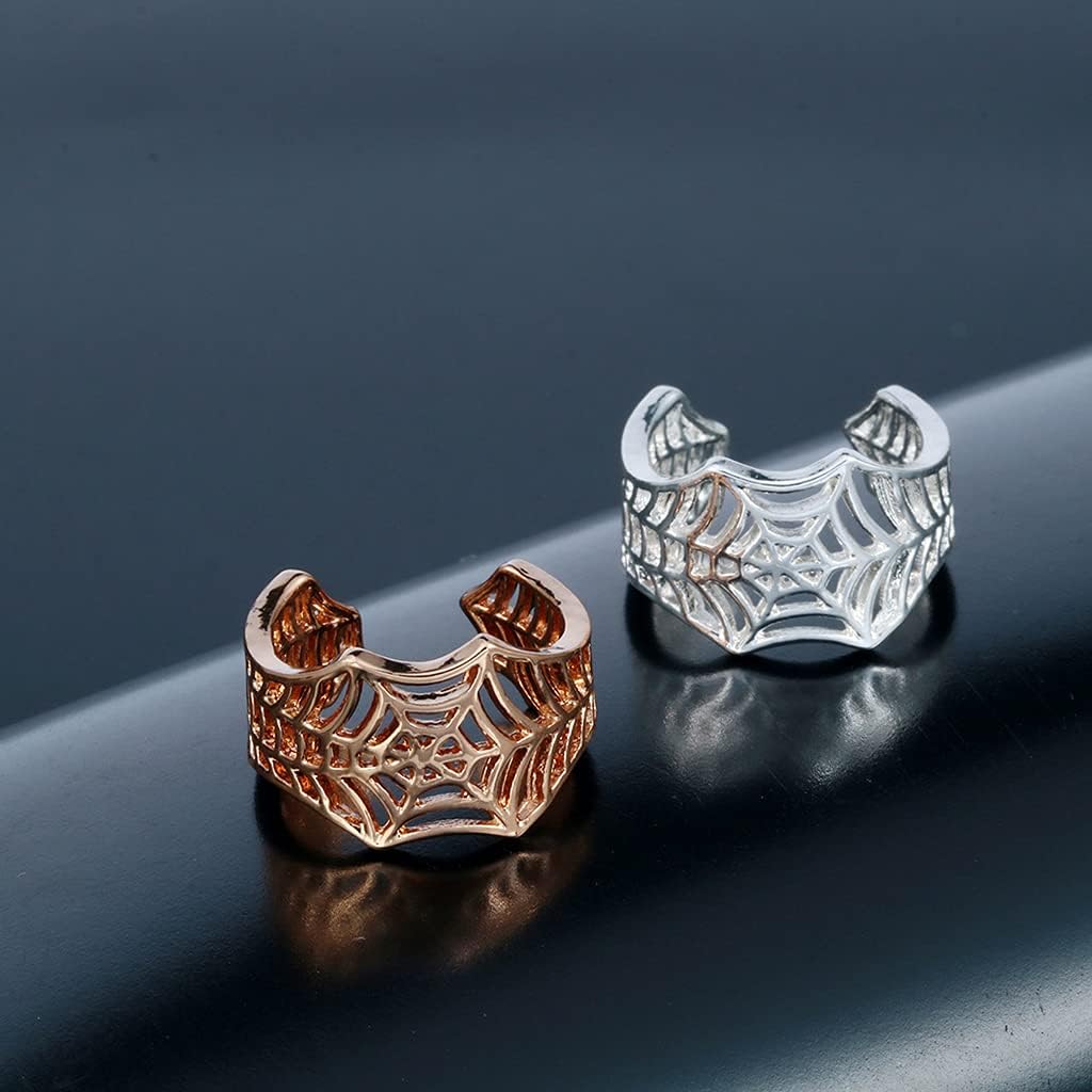 Sophisticated Adjustable Golden Silver Mens Womens Encircle Web Shaped Couple Anniversary Web Golden Silver for Men Women Adults School Students