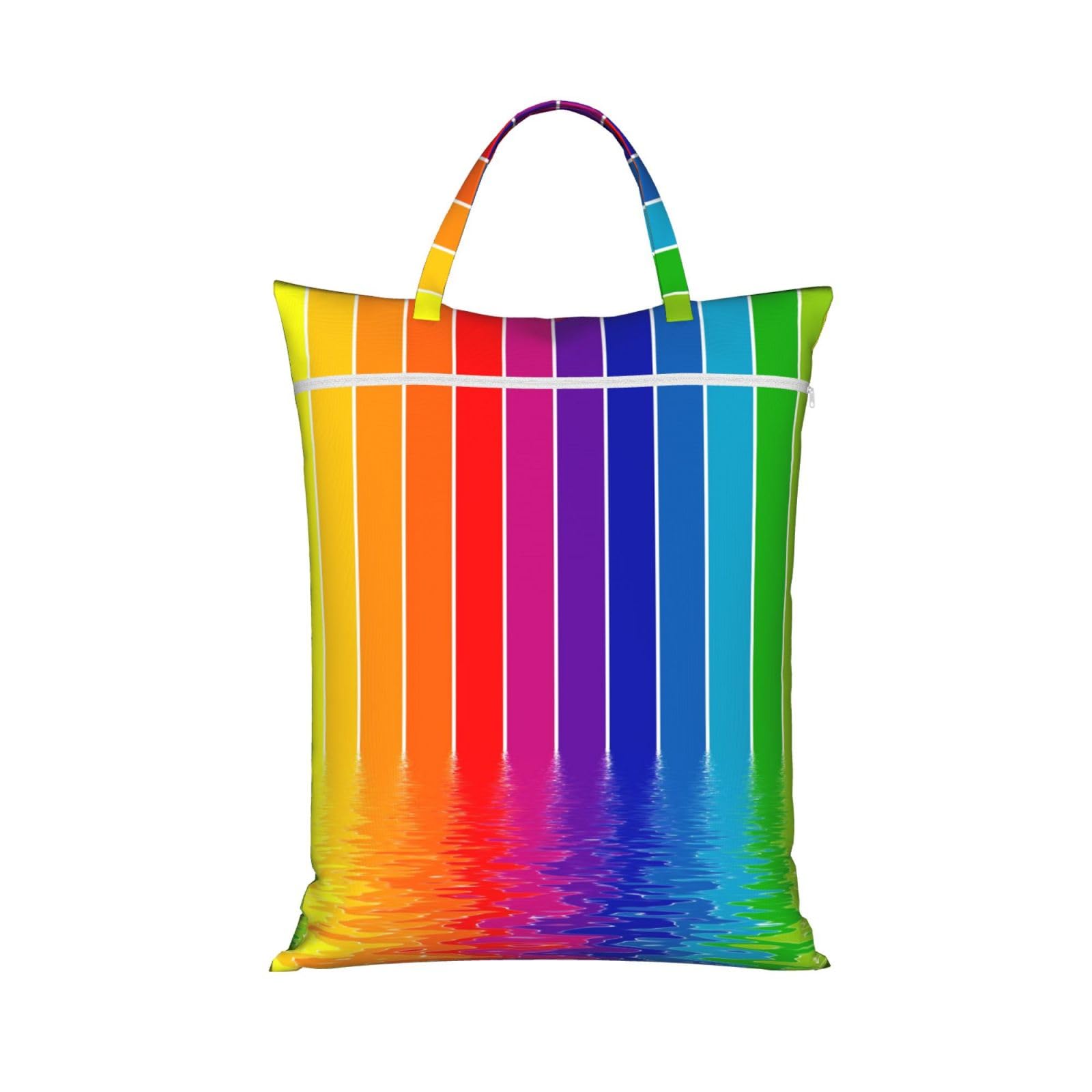 Yfsgdlbn 1 Pc Rainbow Striped Printed Travel Dirty Laundry Bag Clothes Pack Storage Basket Bag