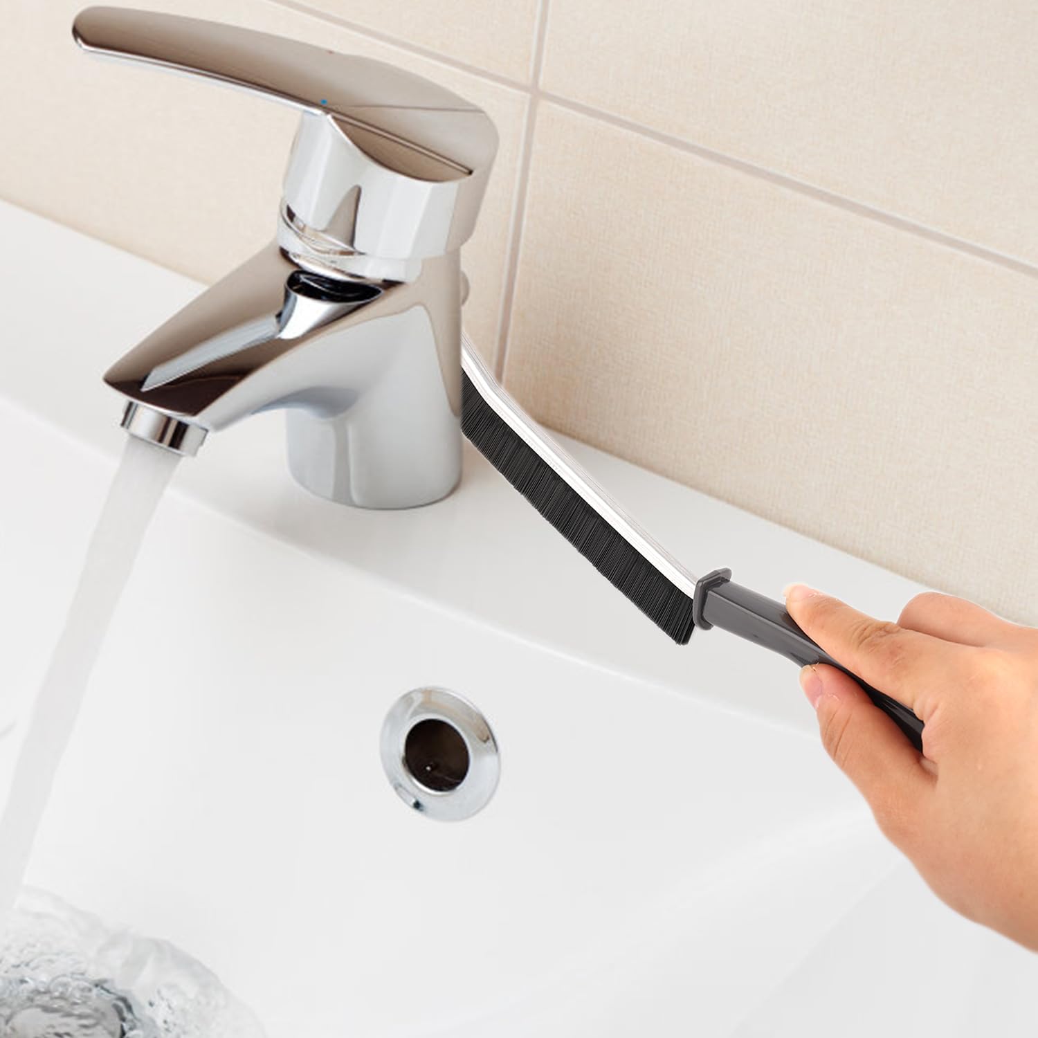 Spazzola Per Pulizia Fessure Multiuso Con Setole Dure E Manico Lungo - Attrezzo Per Detersione Casa, Cucina, Bagno E Finestre - 3