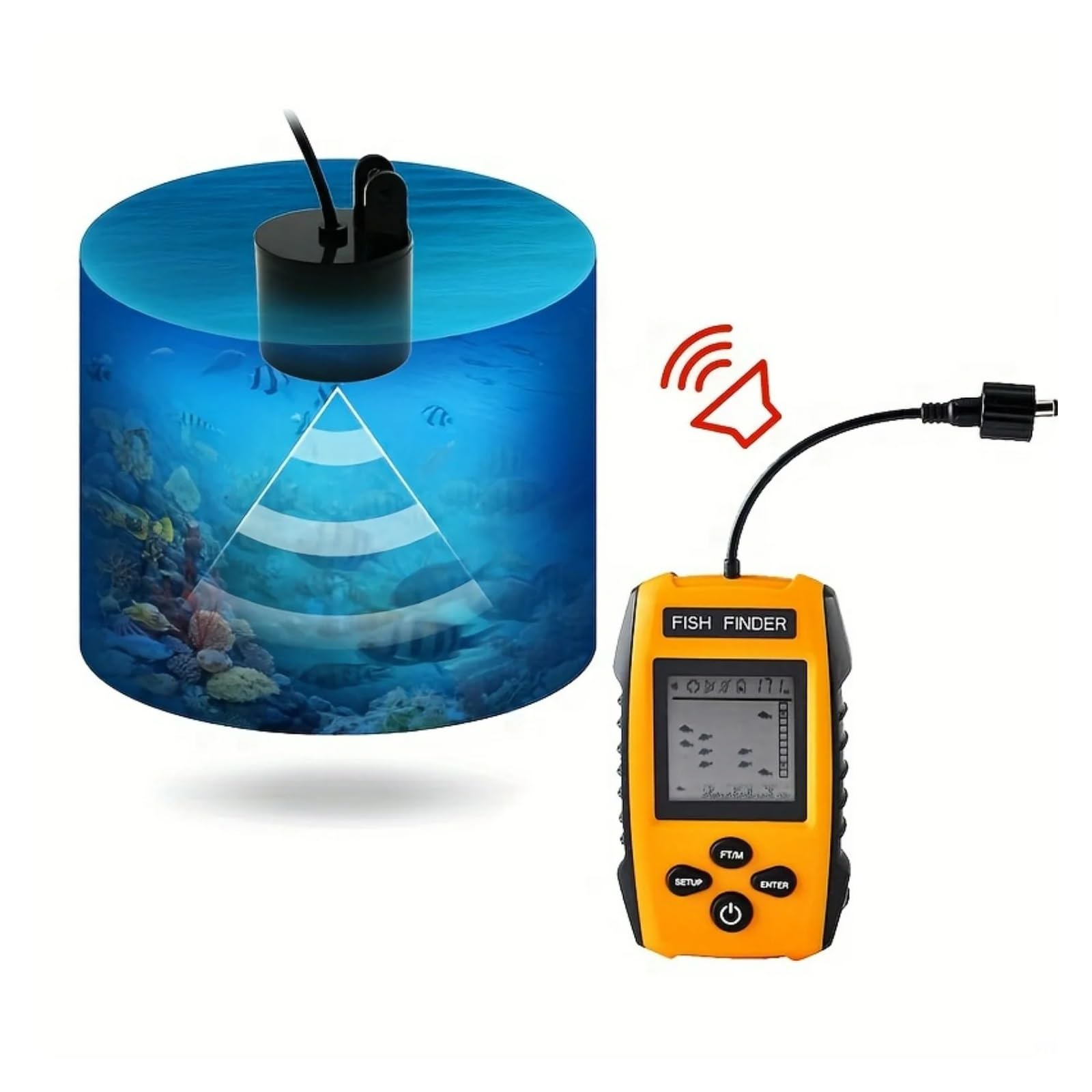 Sonda portátil for Pesca con sonda y transductor de Alarma.