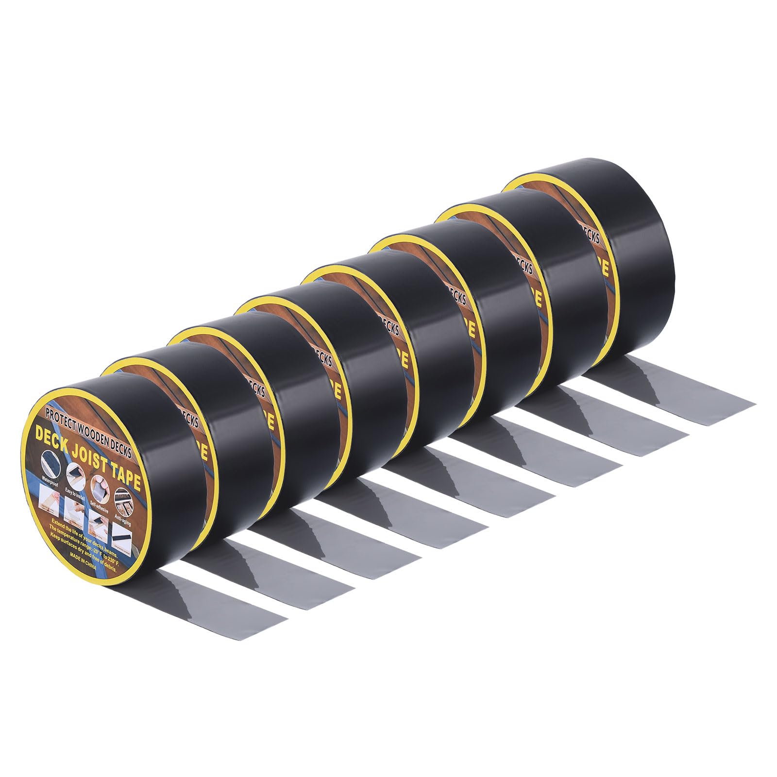 Sourcing Map Butyl Joist Tape 5CM x 15M, 8 Rolls, Black, Waterproof, Heatproof, Corrosion Resistant, Repairs Wooden Deck Structures