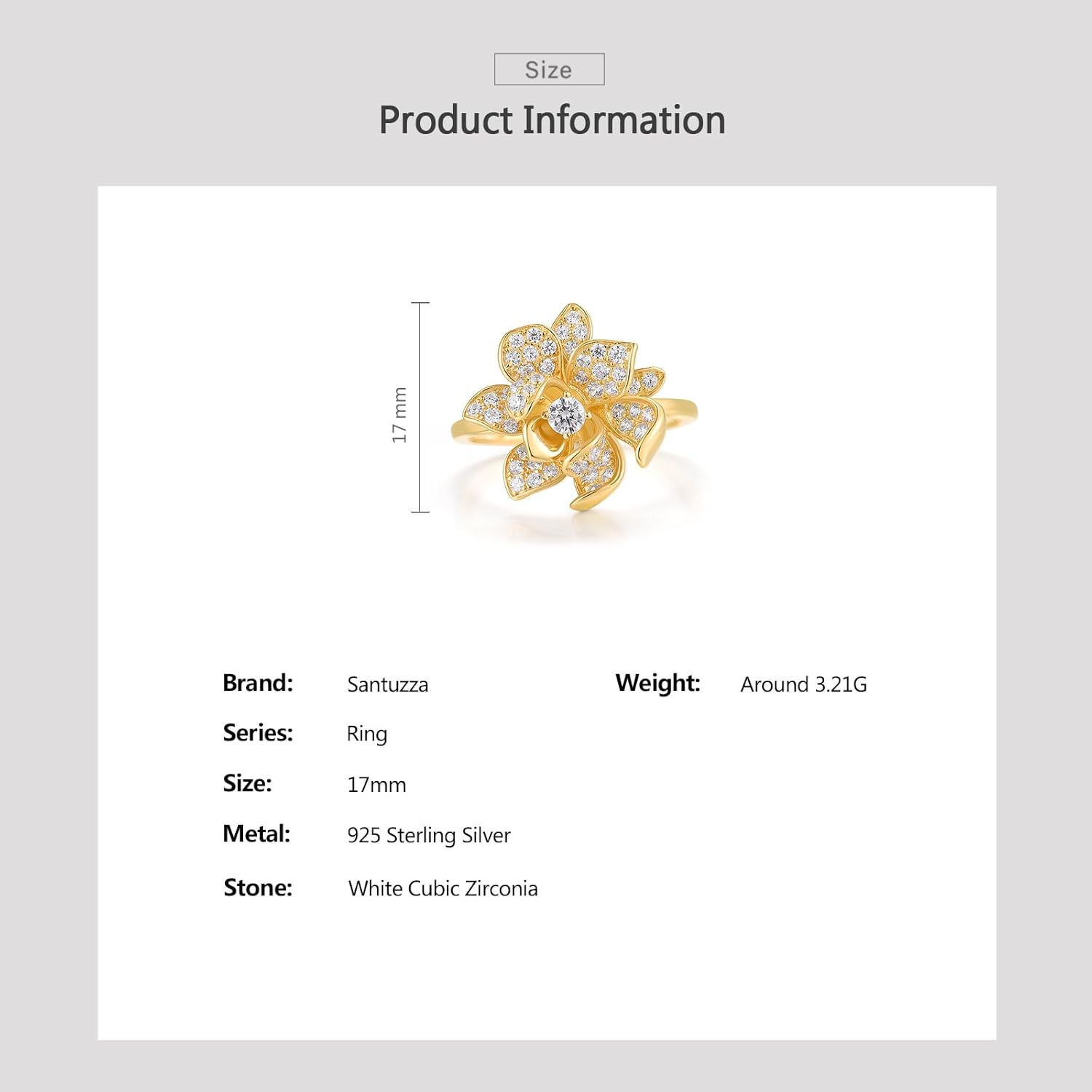 Santuzza Sterling Silver Gemstone Flower Ring for Women - Image 4