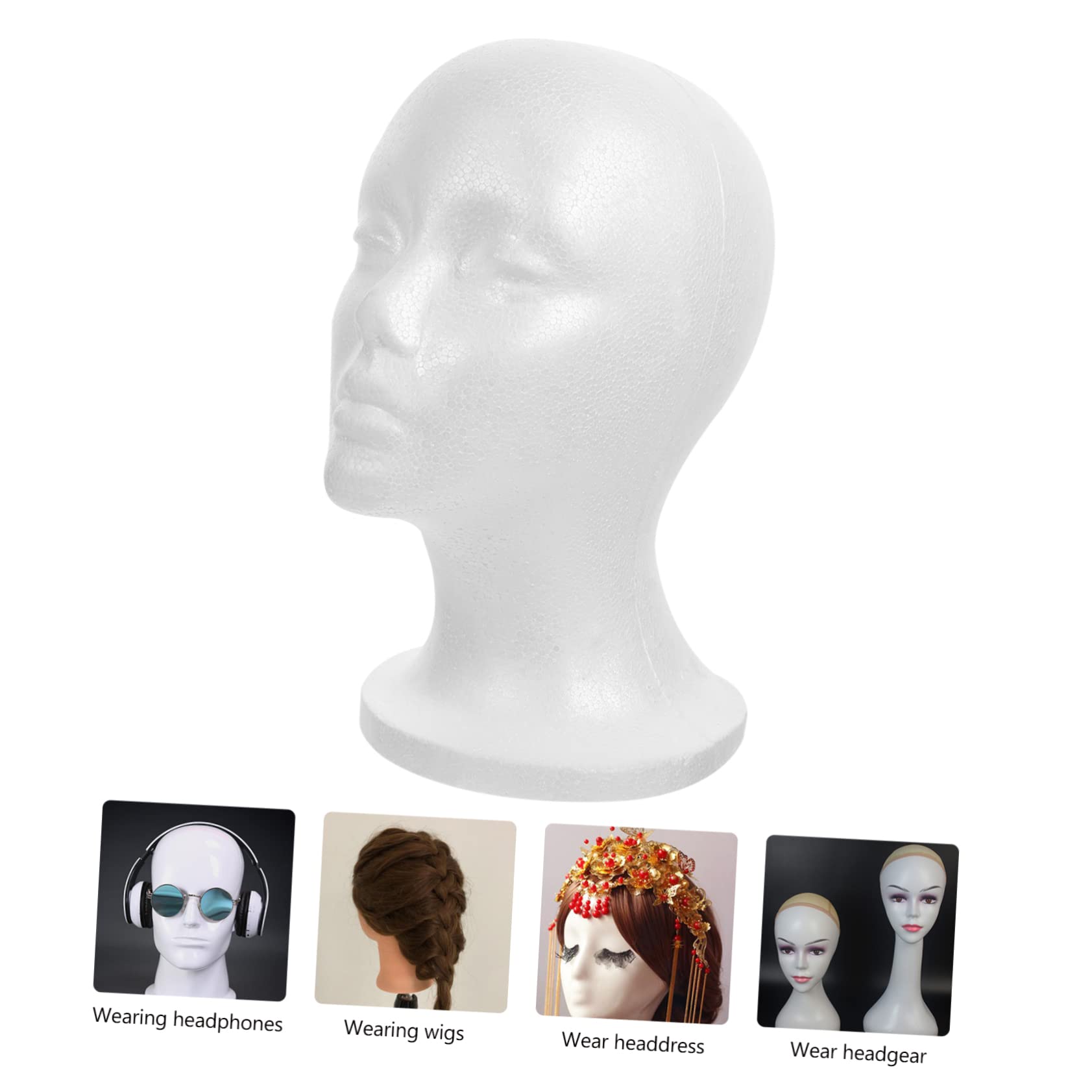 Cabeza de Maniquí Femenino de Espuma Ligera para Exhibición de Pelucas y Gafas, 2 Piezas, Uso en Casa Especialistas en Cabello