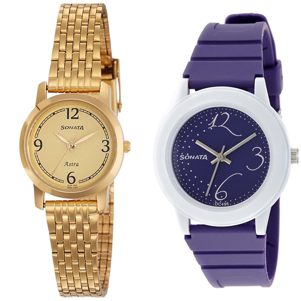 Sonata Women Stainless Steel Analog Champagne Dial & Black Dial (Nk87018Ym02 + Nj8992Pp02C) | Rakshabandhan Gifts, Band Color-Multicolor (B07N33VGTT) Amazon Price History, Amazon Price Tracker