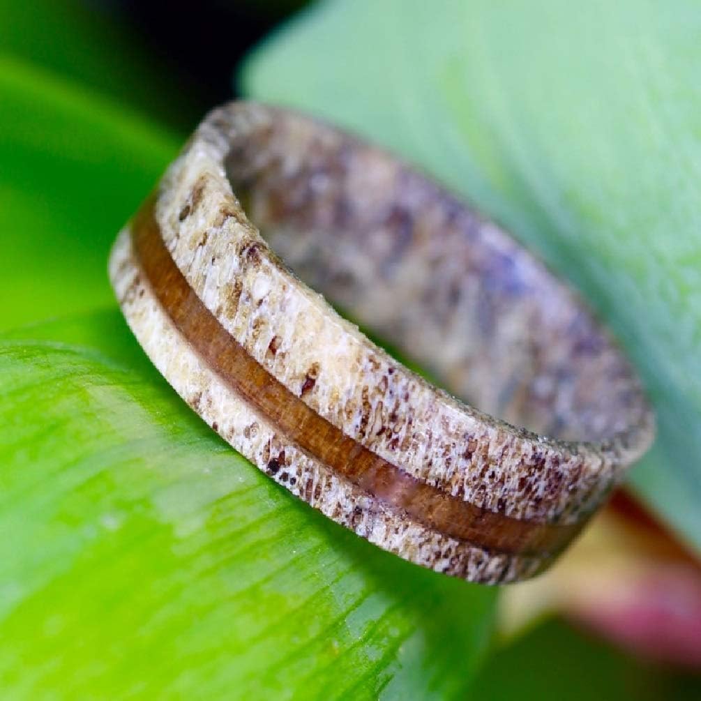 Pure Deer Antler Ring - Brown Deer Antler - Grey Deer Antler - Koa Wood Deer Antler Ring - Wood Ring - Wooden Rings - Wooden Ring - Antler Wedding Band - Wood Wedding Ring