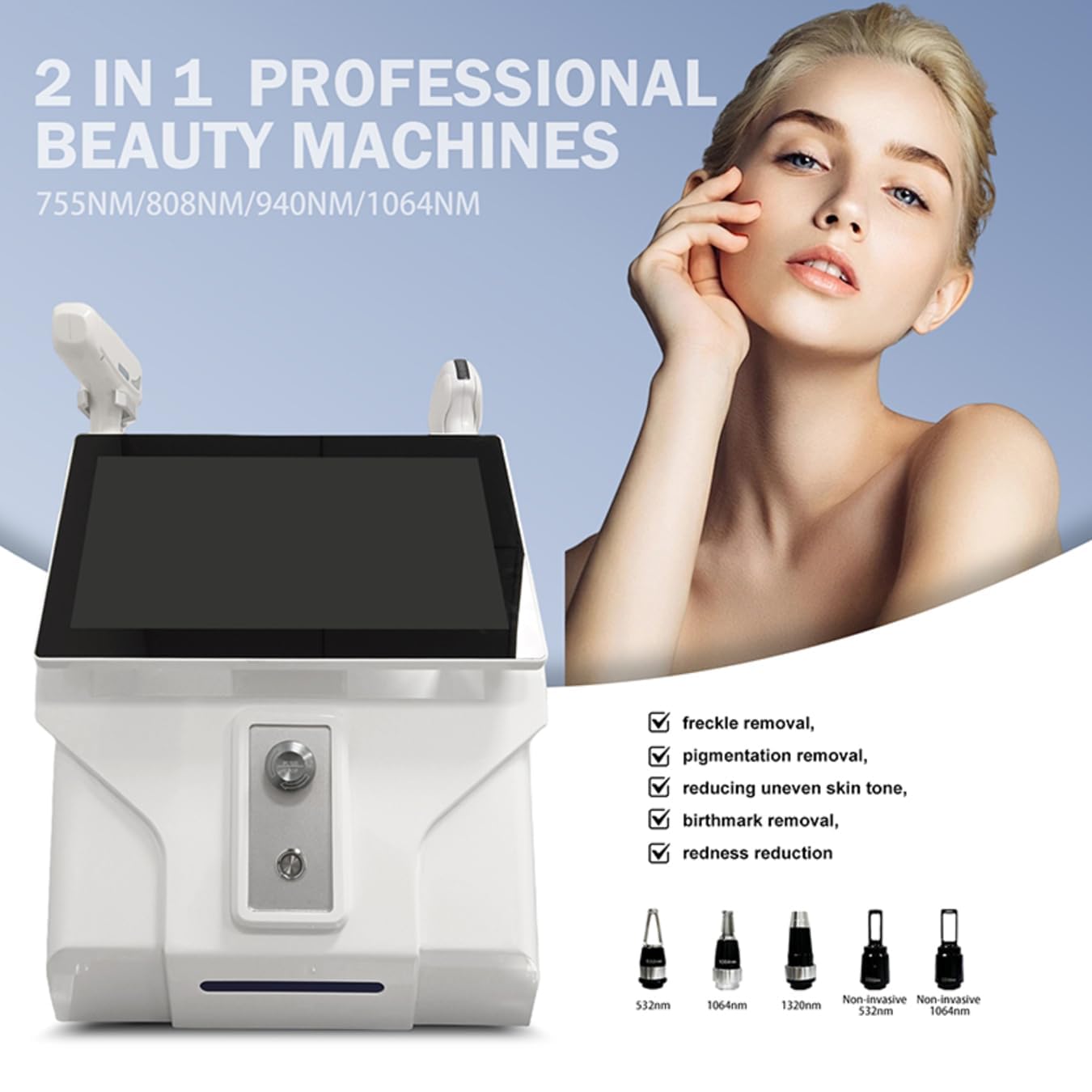 Ästhetische 2-in-1-Maschine für Salons | Schmerzfreie und hautpflegende Eisphenol-Haarentfernung, professionelle Verwendung