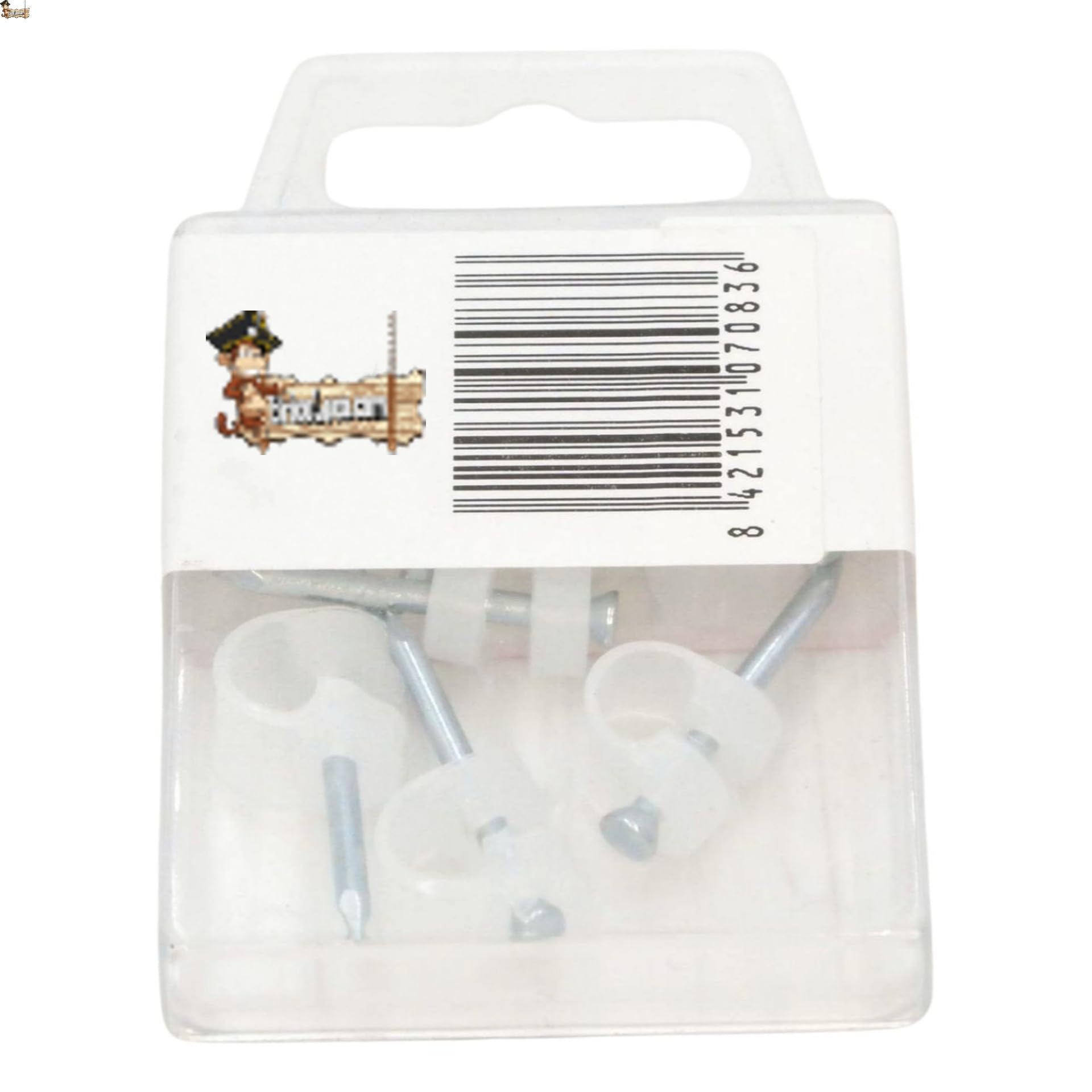 BricoLoco.com Cavo antenna TV connettore con graffette. Bianco 2,50 m. + 8 graffette. RG-59 75 Ohm coassiale in rame con graffetta chiusa a televe. Spina di ingresso maschio e uscita femmina (3 Packs)