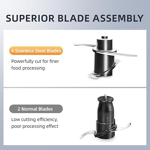 Miniatura 6 de Mini procesador de alimentos y picador de verduras, picadora eléctrica de alimentos para máquina de alimentos para bebés, recipientes dobles de 40.5