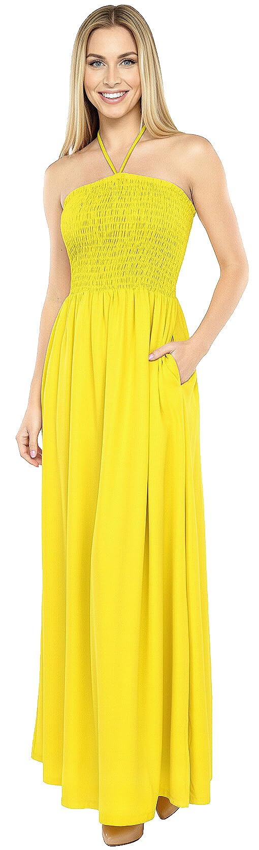 LA LEELA Women's Tube Dress Maxi Solid Smock