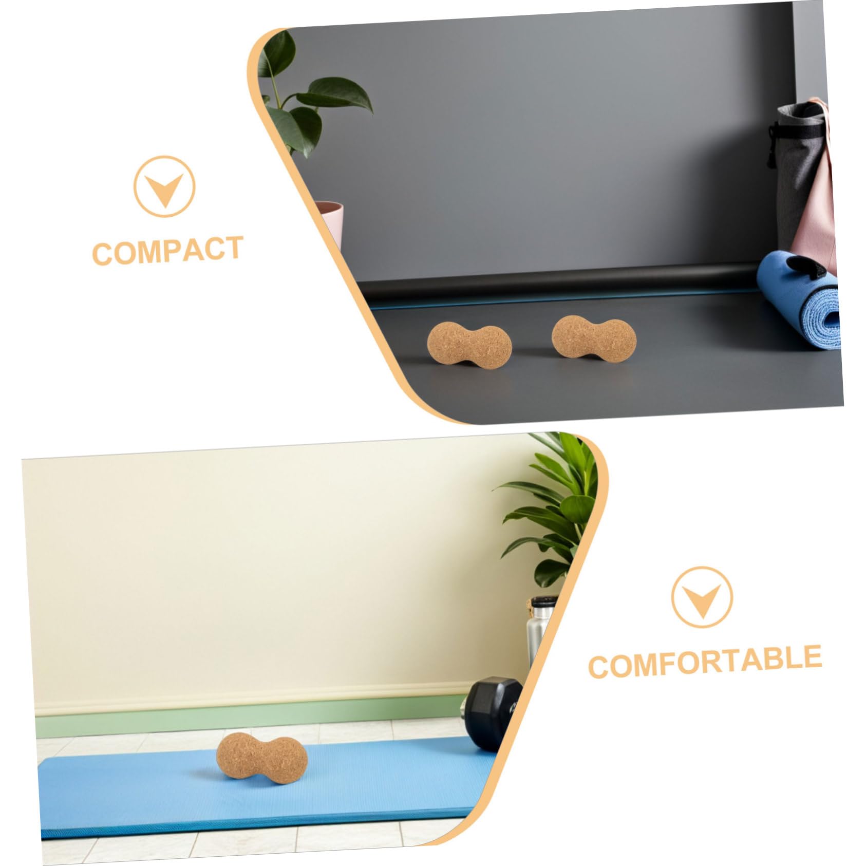 Pelota de Masaje de Maní de Corcho, 2 Piezas, para Pies y Piernas | Antideslizante, Ligera y Compacta, para Fitness y Ejercicios de Recuperación, Color Caqui