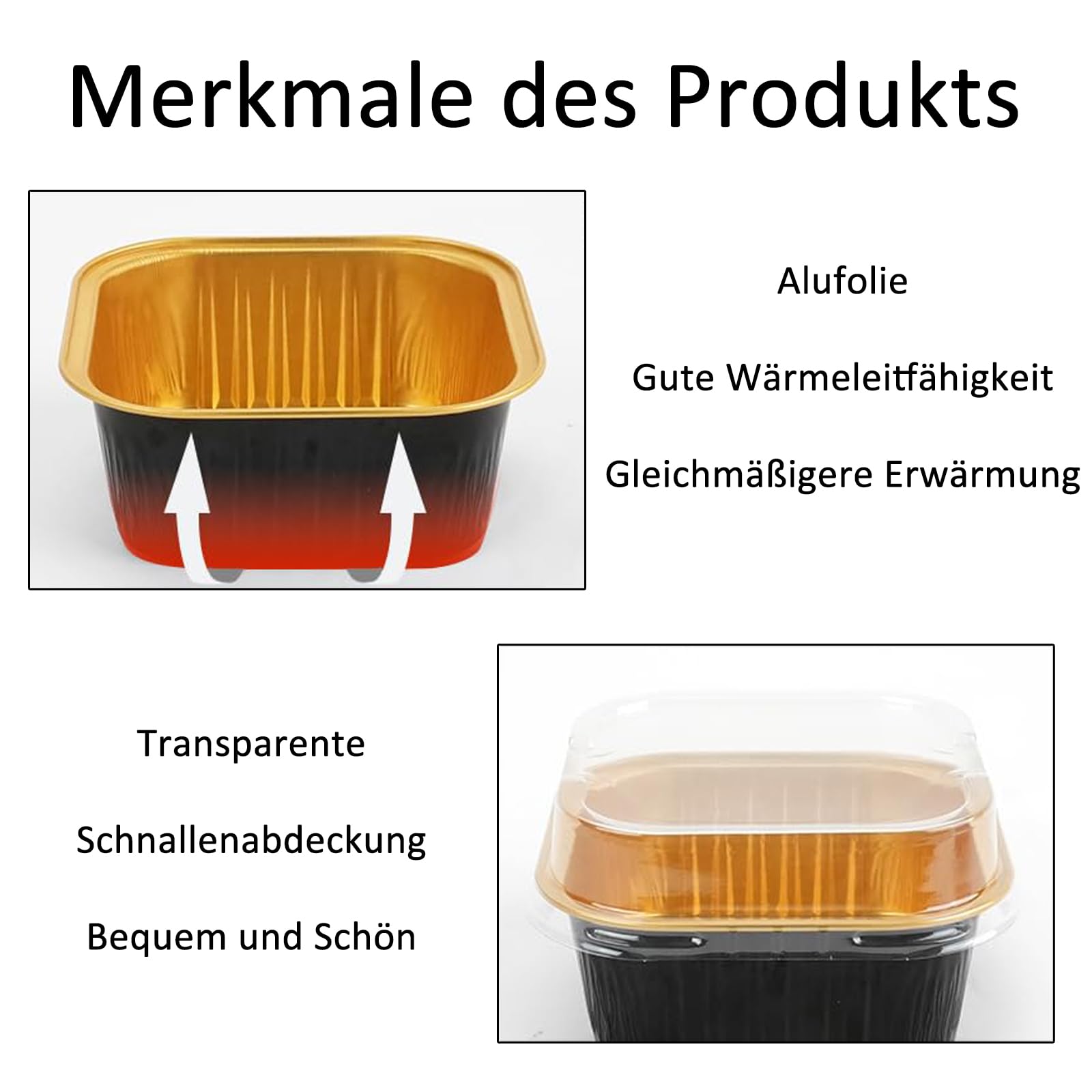 Confezione da 50 teglie rettangolari in alluminio da 192,8 g, mini teglie usa e getta con coperchio, per cheesecake e pane, colore nero