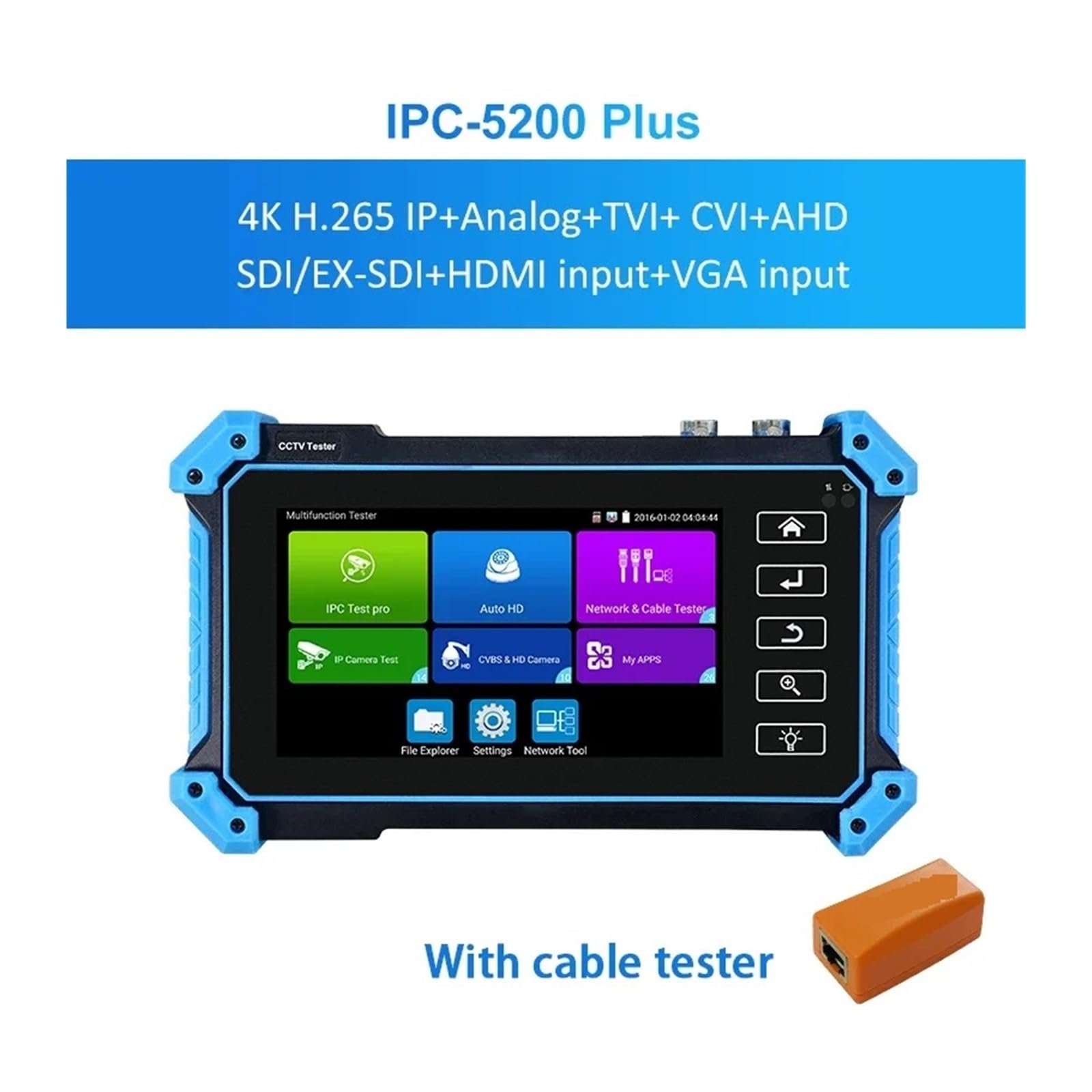 5,4-calowy Monitor Testowy CCTV HD Koncentryczny 8MP IP CVI TVI AHD SDI Analogowe Wejście Vga 4k Wielofunkcyjny Tester Kamery IP H.265 Kompaktowy i lekki(IPC-5200 Plus)