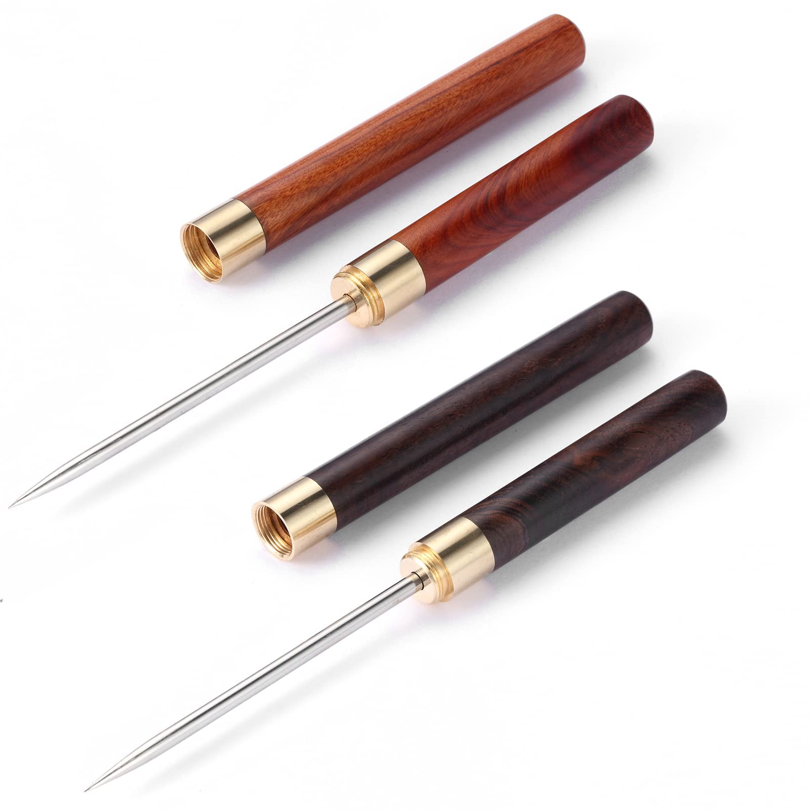 MAKINGTEC 2 Pack Stainless Steel Ice Picks with Safety Cover, 9-inch Pick Tool for Breaking Ice, Non-slip Wooden Handle for Easy to Grip, for Kitchen, Bars, Bartender, Picnics, Camping, & Restaurant