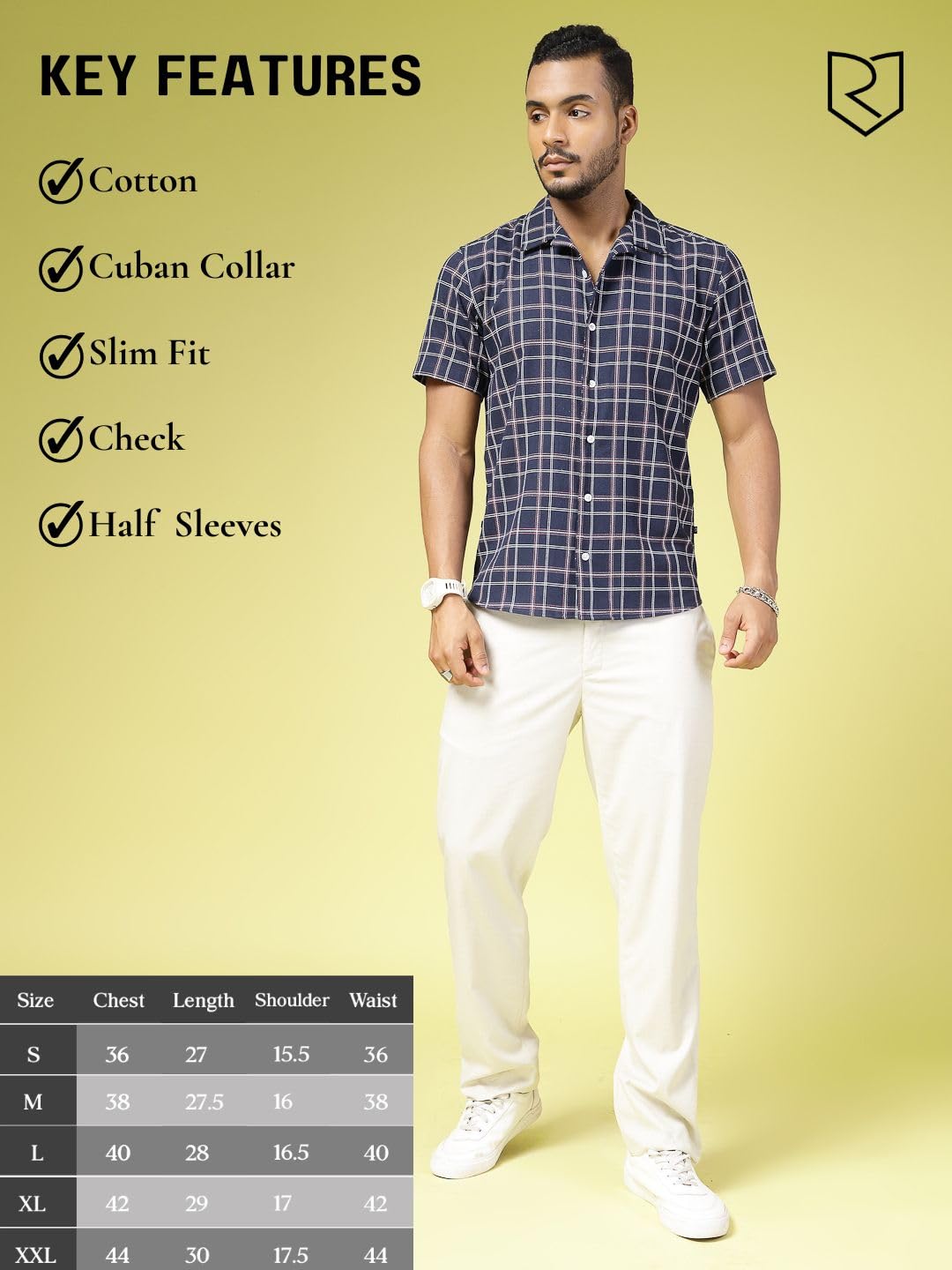 Rigo Cotton Check Shirt for Men | Soft Textured Summer Essential with Cuban Collar Shirt for Men | Half Sleeves, Slim Fit Shirt for Men offers donot miss 2 Rigo Cotton Check Shirt for Men | Soft Textured Summer Essential with Cuban Collar Shirt for Men | Half Sleeves, Slim Fit Shirt for Men offers donot miss
