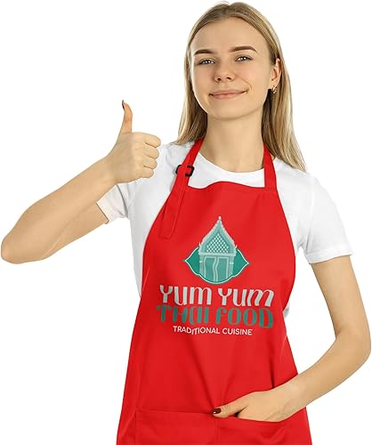 Miniatura 7 de Customizable Apron. Cute and Waterproof Server Aprons, Ideal for Hair Stylists (Red)