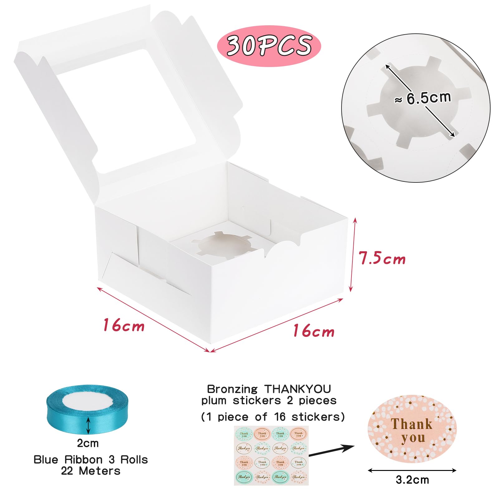 Coolty 15 Scatole Per Cupcake Con Finestra E Inserti – Cartone Robusto, 6 Fori, Marrone – Per Muffin, Dolci, Regali - 2